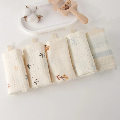 6-Layer Cotton Baby Washcloths – Soft Muslin Burp Cloths & Face Towels (3 or 5 Pack)