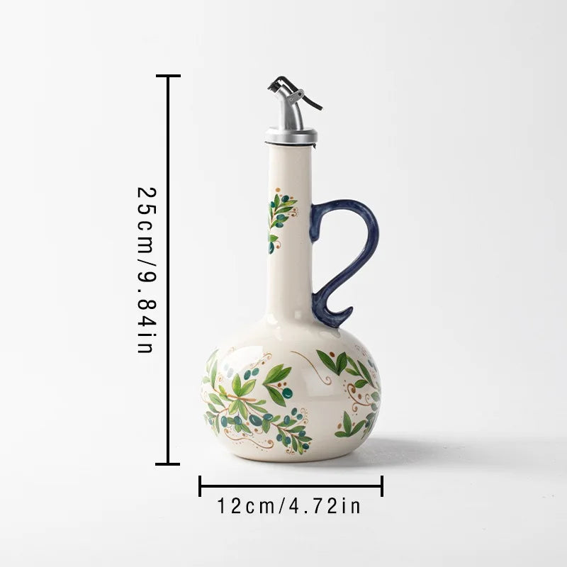 Embossed Ceramic Olive Oil & Vinegar Dispenser 750ml