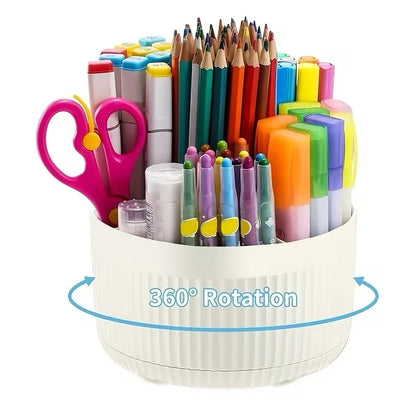 360° Rotating Desktop Organiser – 5-Compartment Storage Caddy