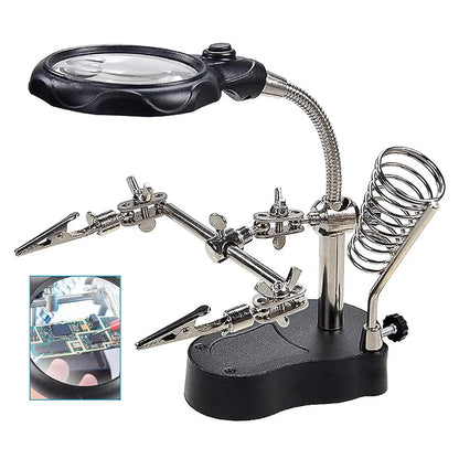 3.5X/12X Welding Magnifier with Auxiliary Clip & Stand