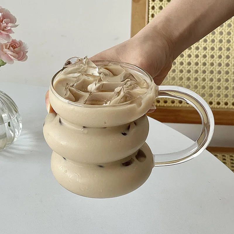 430ml Clear Glass Coffee Mug – Modern Latte, Milk & Cocktail Cup
