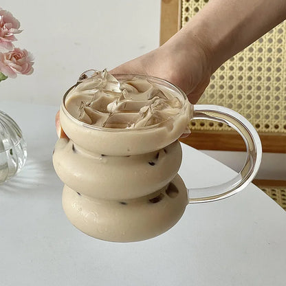 430ml Clear Glass Coffee Mug – Modern Latte, Milk & Cocktail Cup