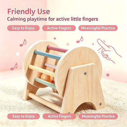 Montessori-Style Wooden Rolling Drum – Colourful Sensory & Coordination Toy