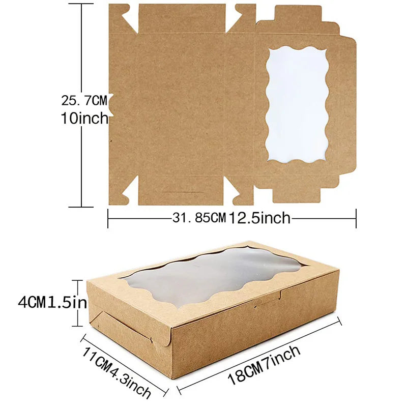 Kraft Paper Gift Boxes with Window – Cake, Candy & Treat Packaging Boxes