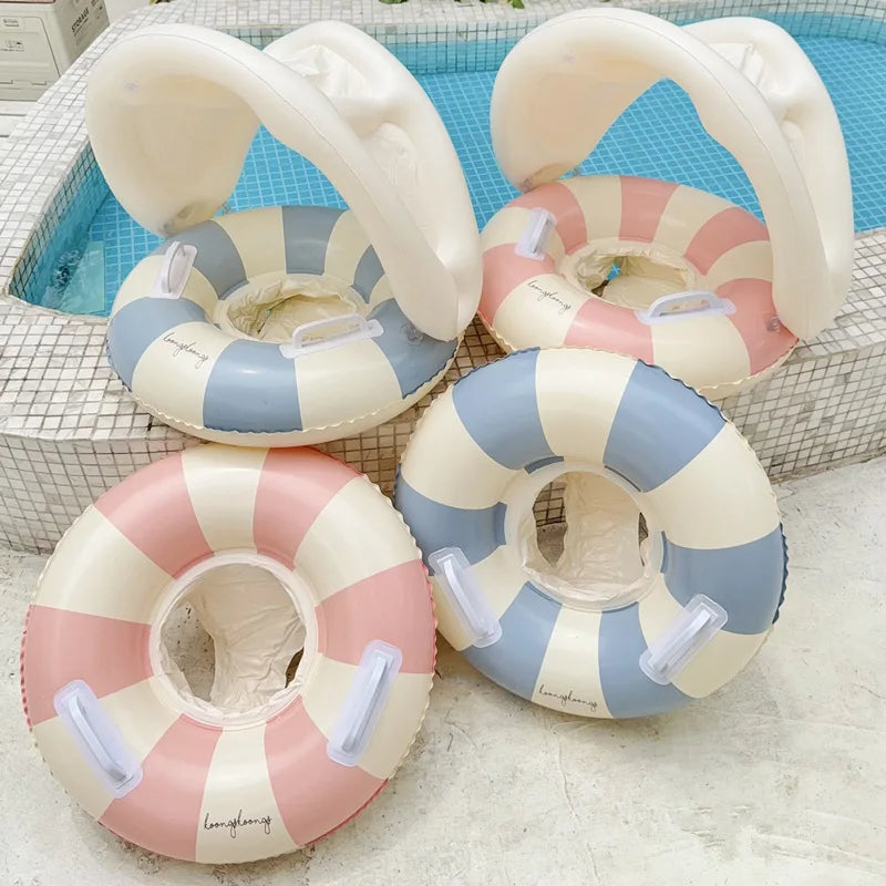 Kids Inflatable Swimming Ring – Retro Striped Pool Float