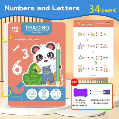 34-Page Reusable Magic Tracing Workbook – Drawing & Pen Control Practice Book