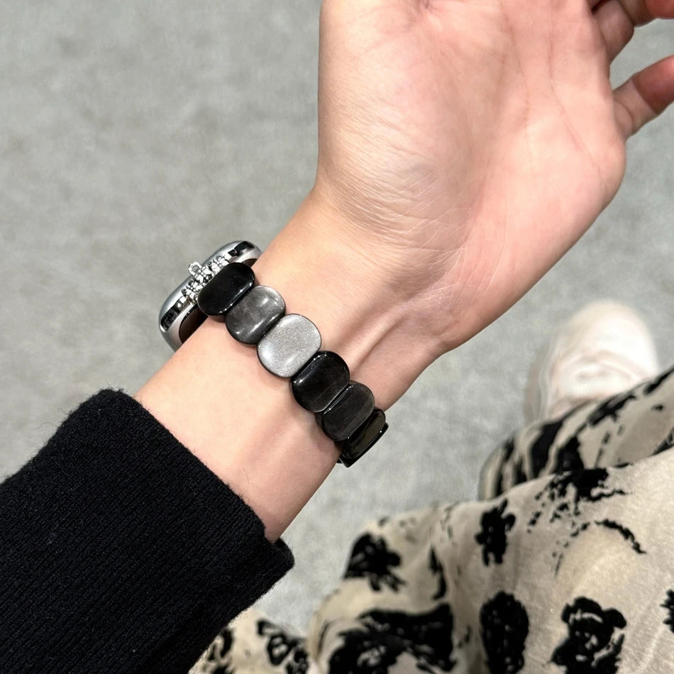 Crystal Stone Apple Watch Band – Marble Elastic Bracelet Strap