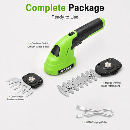 2-in-1 Cordless Hedge Trimmer & Grass Shears – Rechargeable 7.2V Garden Trimmer
