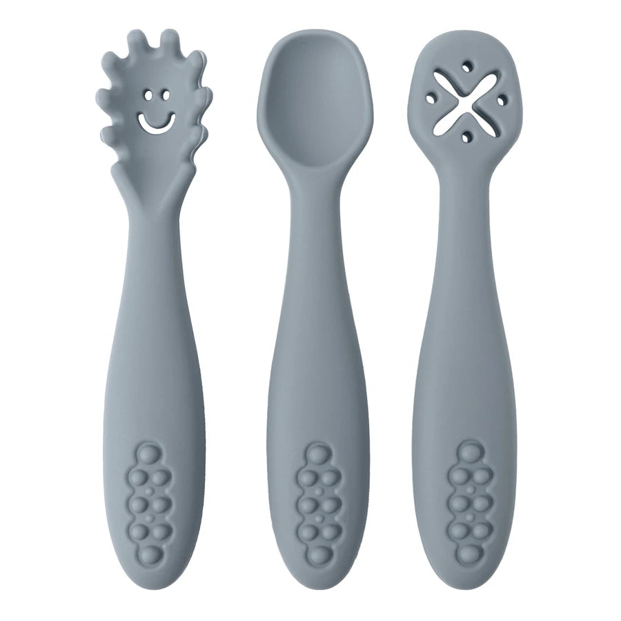 3-Piece Silicone Baby Learning Spoon Set – Self-Feeding & Weaning Utensils