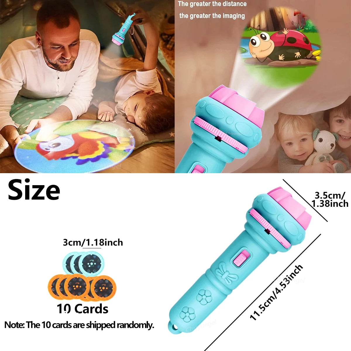 Cartoon Projection Flashlight for Kids – Educational Bedtime Toy