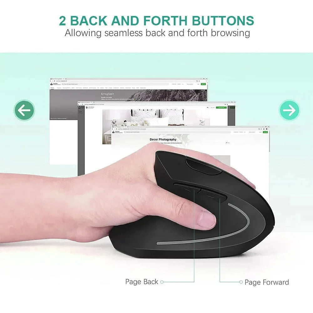 Ergonomic Vertical Wireless Mouse – 2.4GHz 6-Button Adjustable DPI