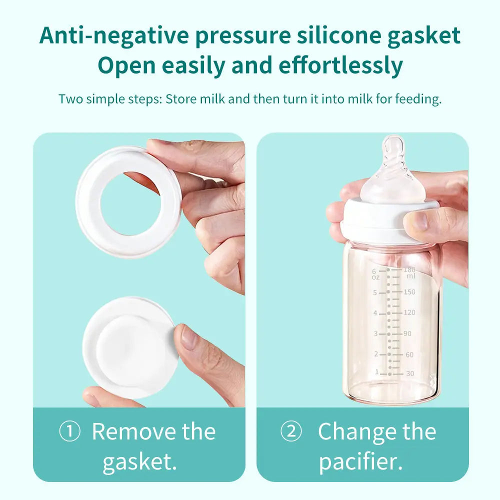 Breast Milk Storage Bottles – Glass Wide Neck 180ml (2 Pack)