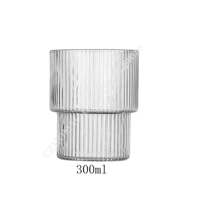 Vintage Ribbed Glass Cups – Heat-Resistant Coffee & Drink Tumblers