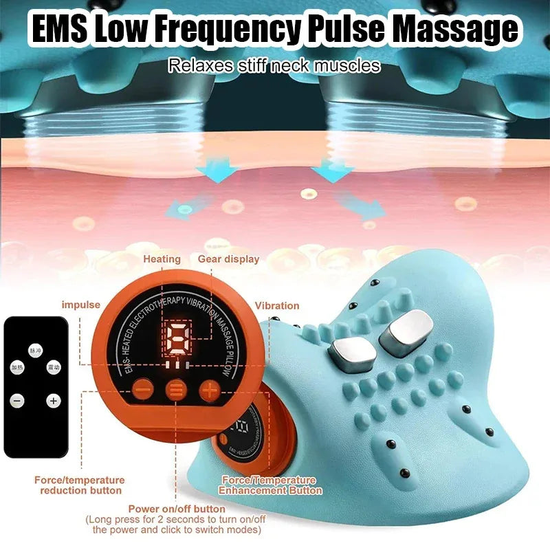 Rechargeable Neck Massage Pillow – Ergonomic Vibration & Kneading Neck Support Cushion