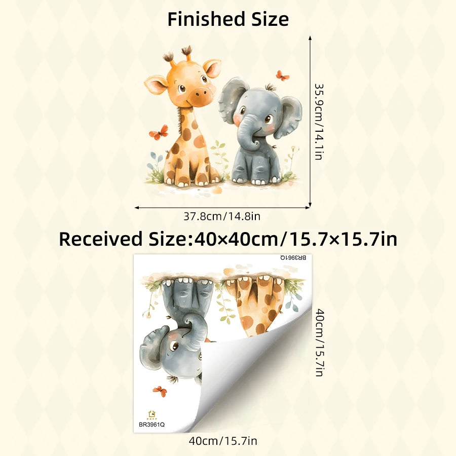 Giraffe & Elephant Wall Stickers – Removable Nursery & Kids Room Wall Decals
