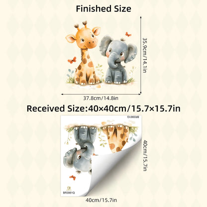 Giraffe & Elephant Wall Stickers – Removable Nursery & Kids Room Wall Decals