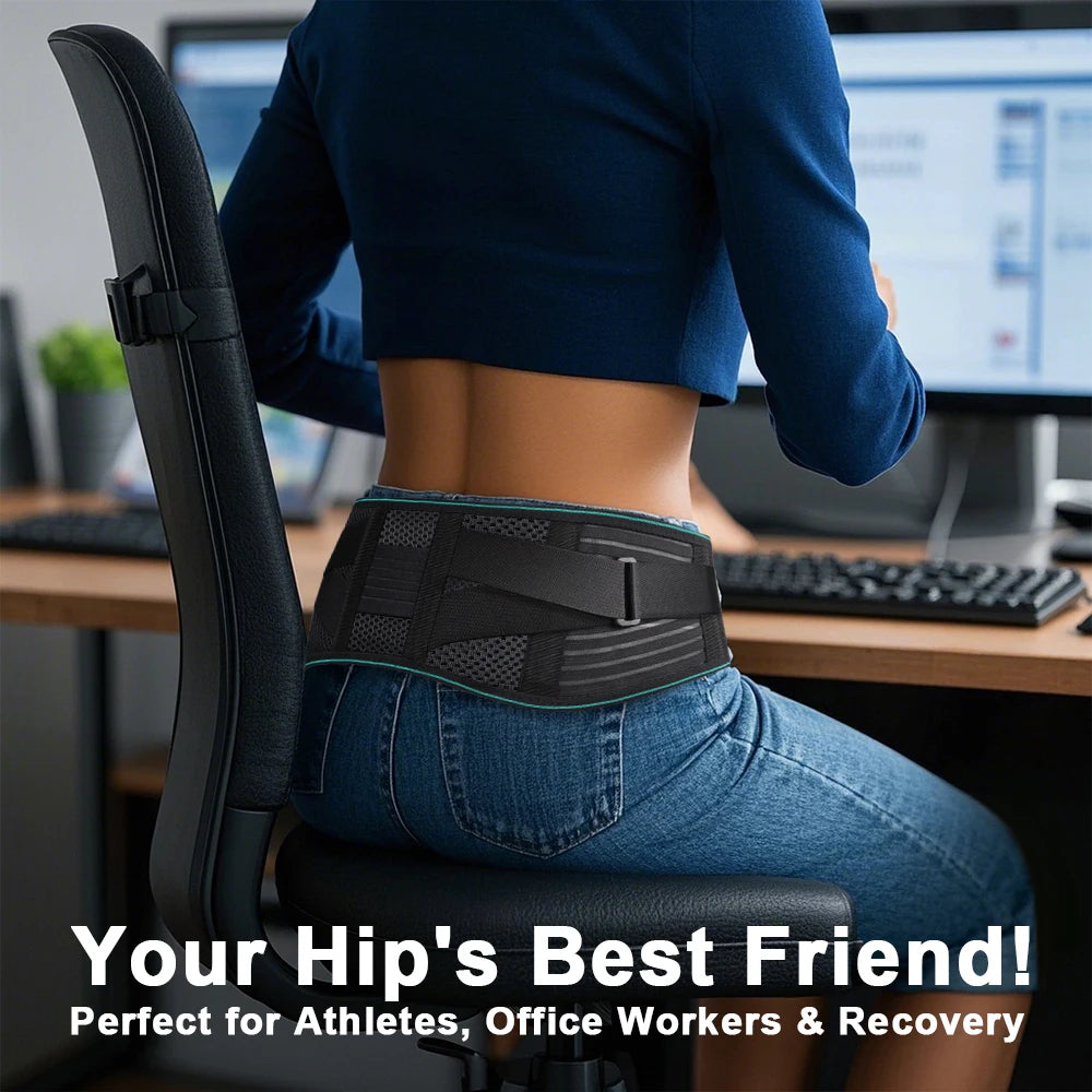 Adjustable Lumbar Support Belt – Breathable Lower Back Brace with 4 Steel Stays