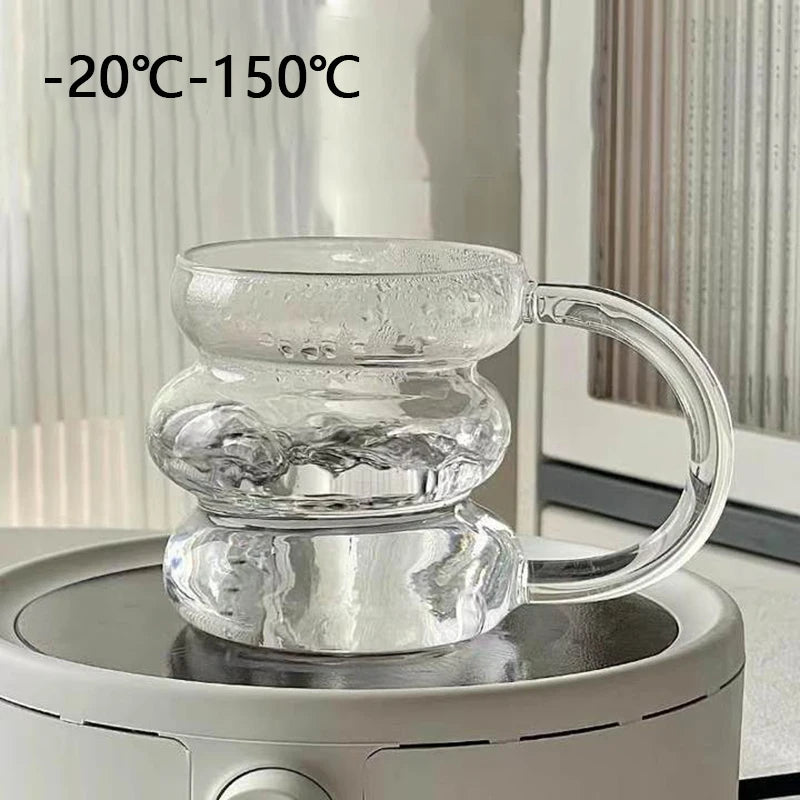 430ml Clear Glass Coffee Mug – Modern Latte, Milk & Cocktail Cup