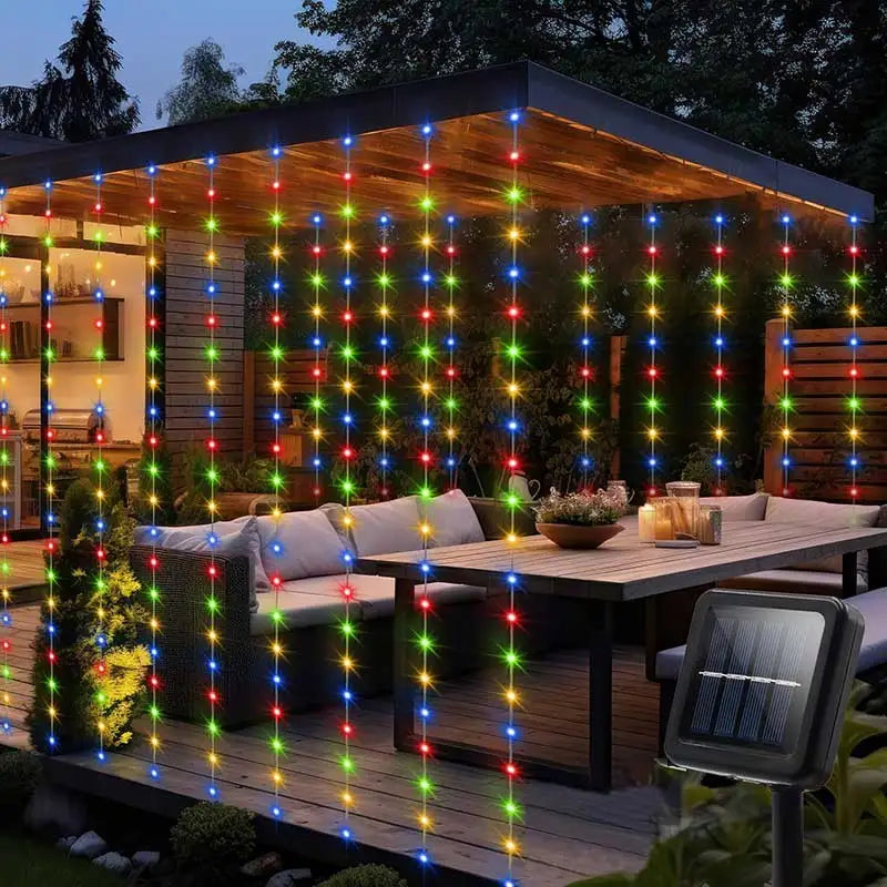 Solar LED Curtain Fairy Lights – Waterproof Outdoor String Lights for Garden & Home Décor