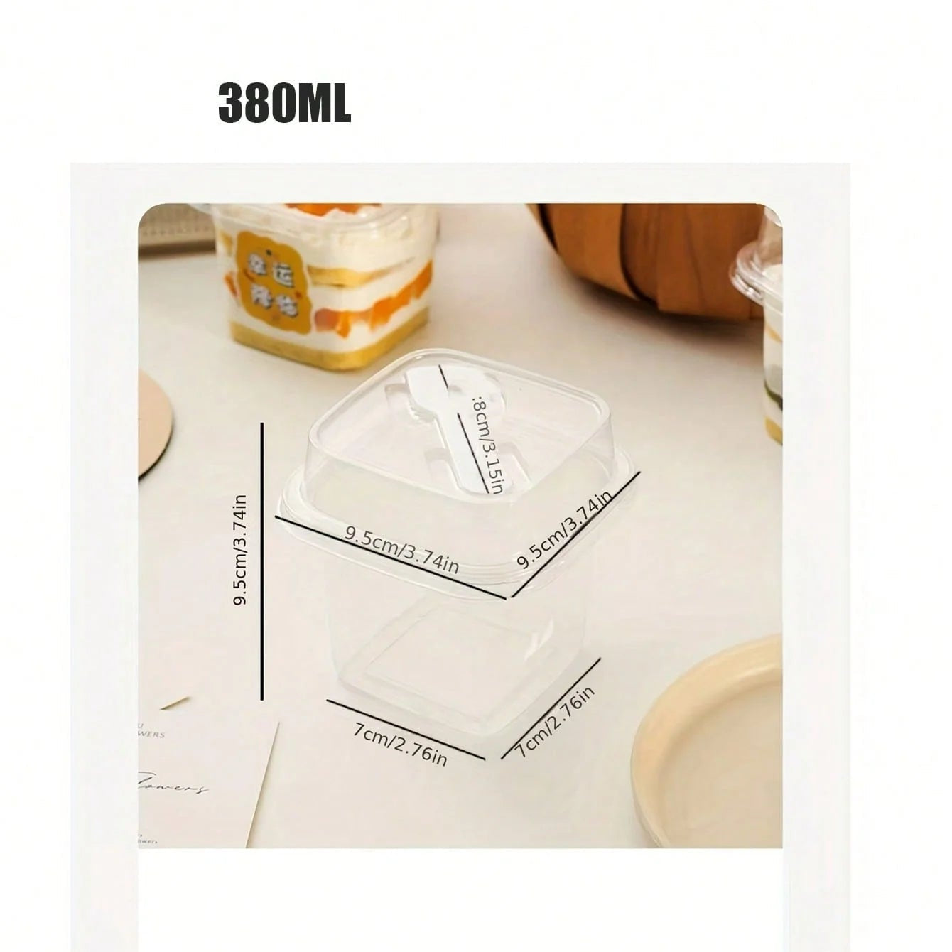20-Pack Disposable Square Cake Boxes – Eco-Friendly Dessert & Mousse Packaging with Clear Lid