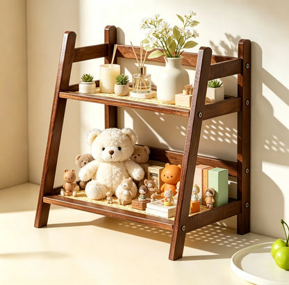 2-Tier Bamboo Countertop Storage Rack – Kitchen, Bathroom & Desk Organiser Shelf