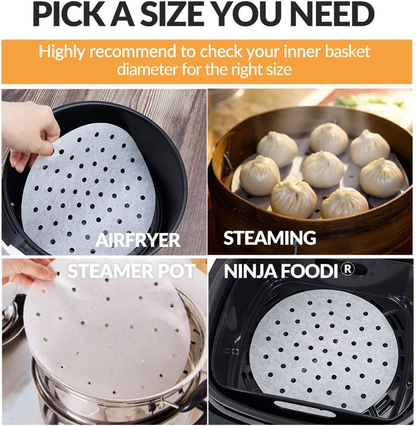 200PCS Air Fryer Liners Perforated Parchment Paper Round Non-stick