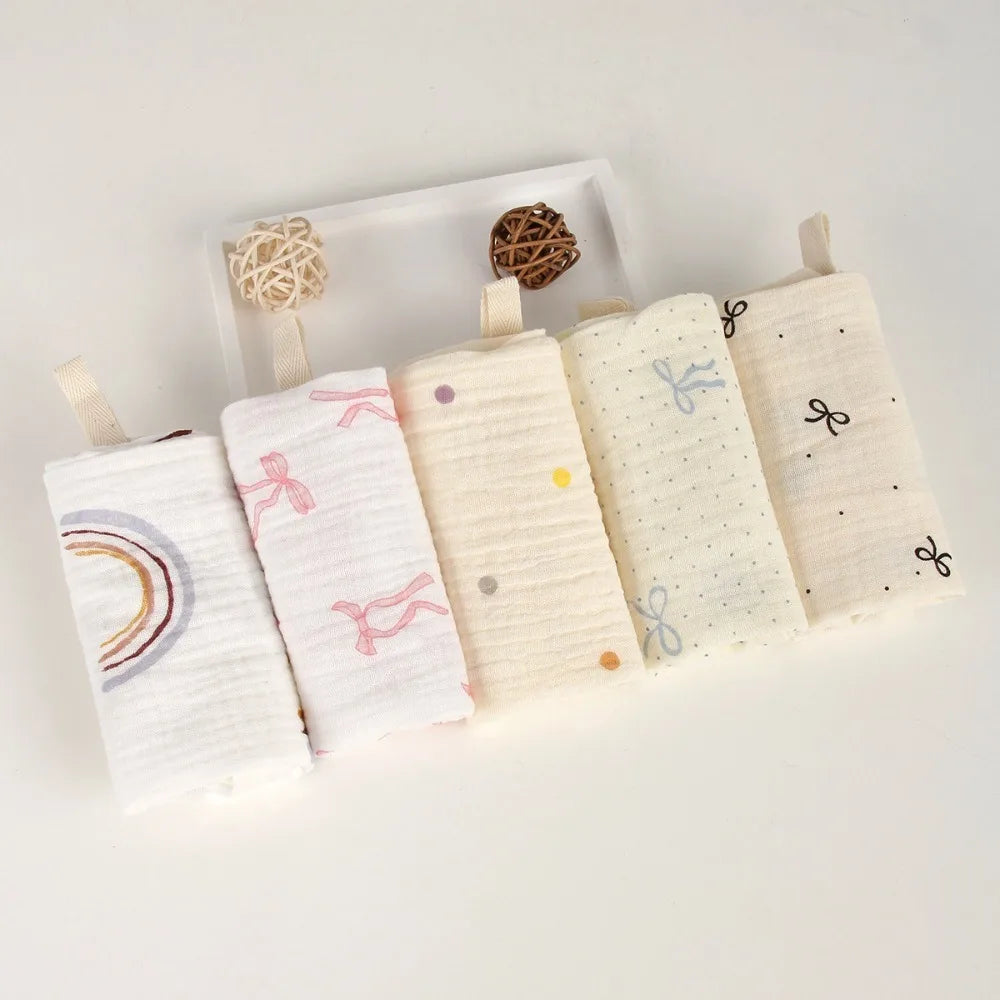 6-Layer Cotton Baby Washcloths – Soft Muslin Burp Cloths & Face Towels (3 or 5 Pack)