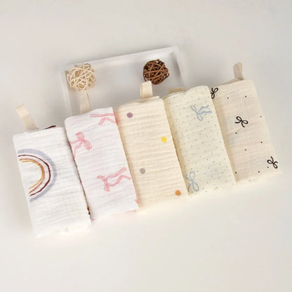 6-Layer Cotton Baby Washcloths – Soft Muslin Burp Cloths & Face Towels (3 or 5 Pack)