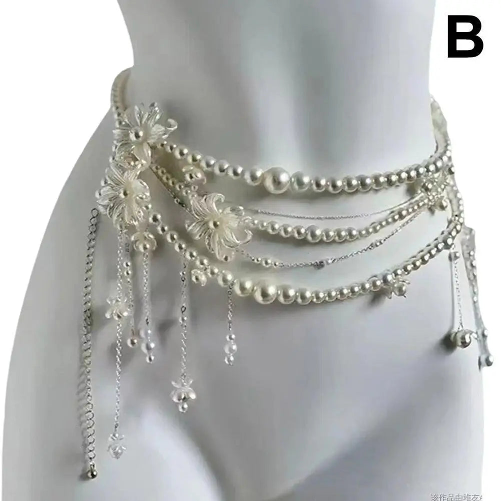 Y2K Layered Pearl Waist Chain