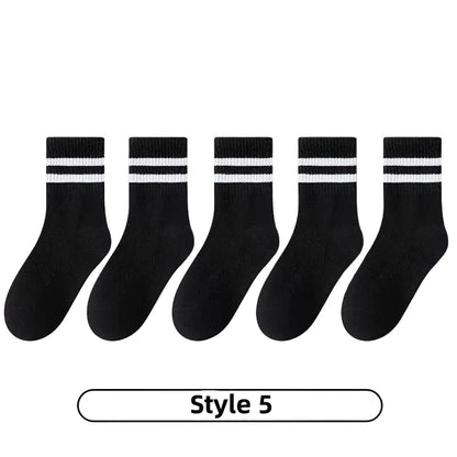 Cotton Sport Socks – 5 Pairs (Ages 3–13) (5 colours available)