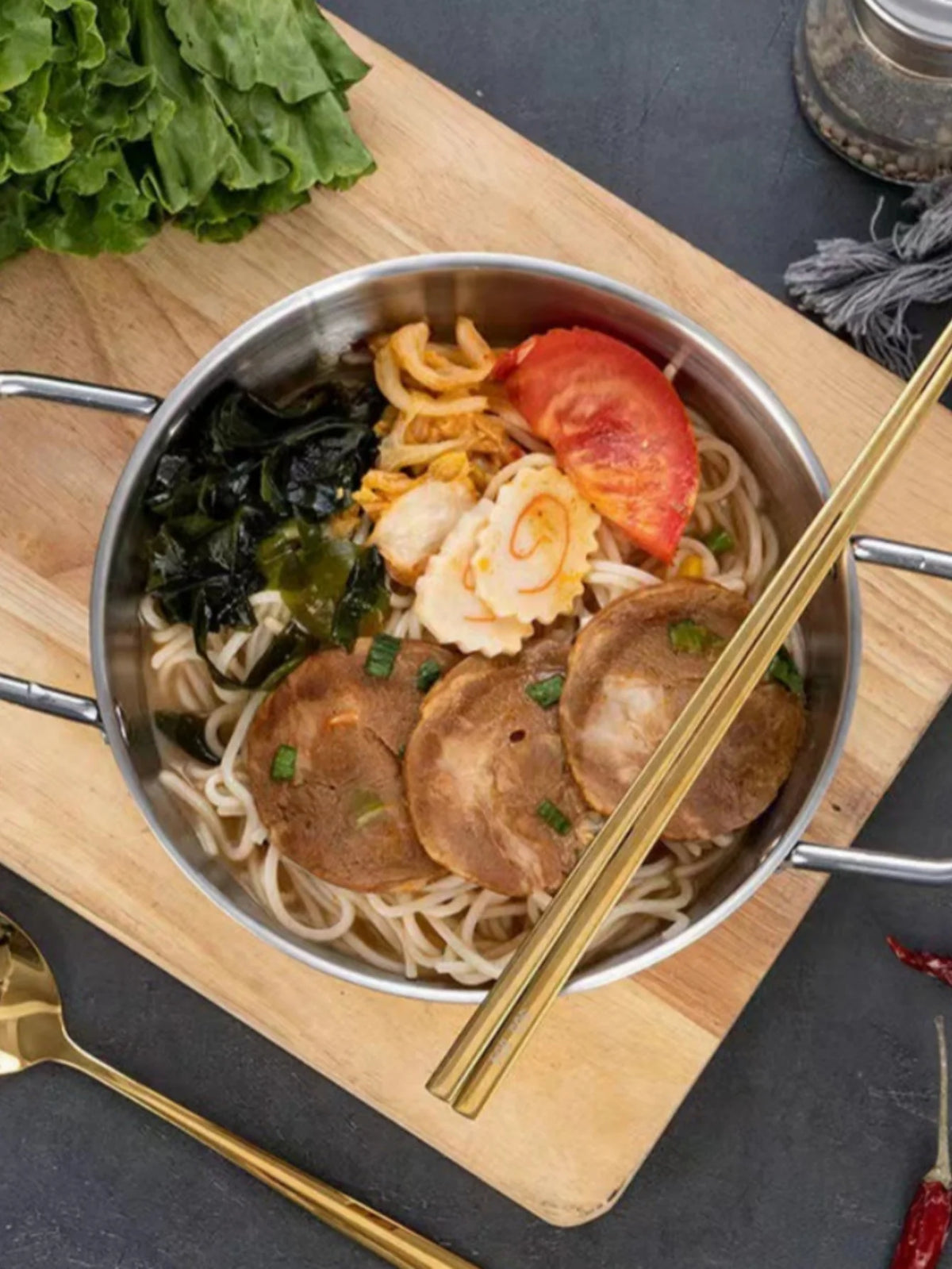 Stainless Steel Paella Pan with Double Handles – Shallow Seafood & Rice Serving Pan (18–26cm)