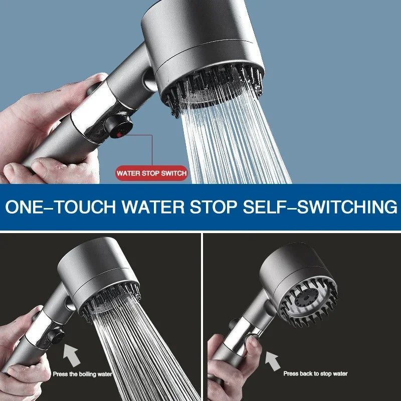3-Mode High Pressure Shower Head with Built-In Filter & Massage