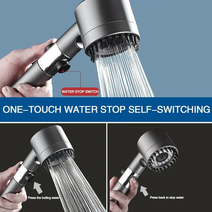 3-Mode High Pressure Shower Head with Built-In Filter & Massage