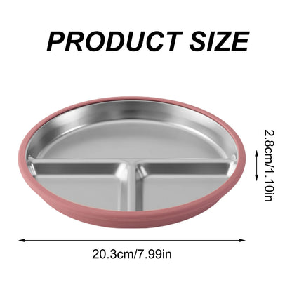 Stainless Steel Baby Suction Plate – Detachable Silicone Non-Slip Feeding Dish