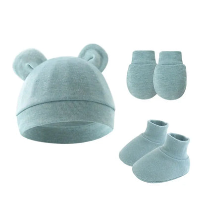 Newborn Baby Beanie & Mittens Set – Soft Cotton Hat & Gloves Gift Set