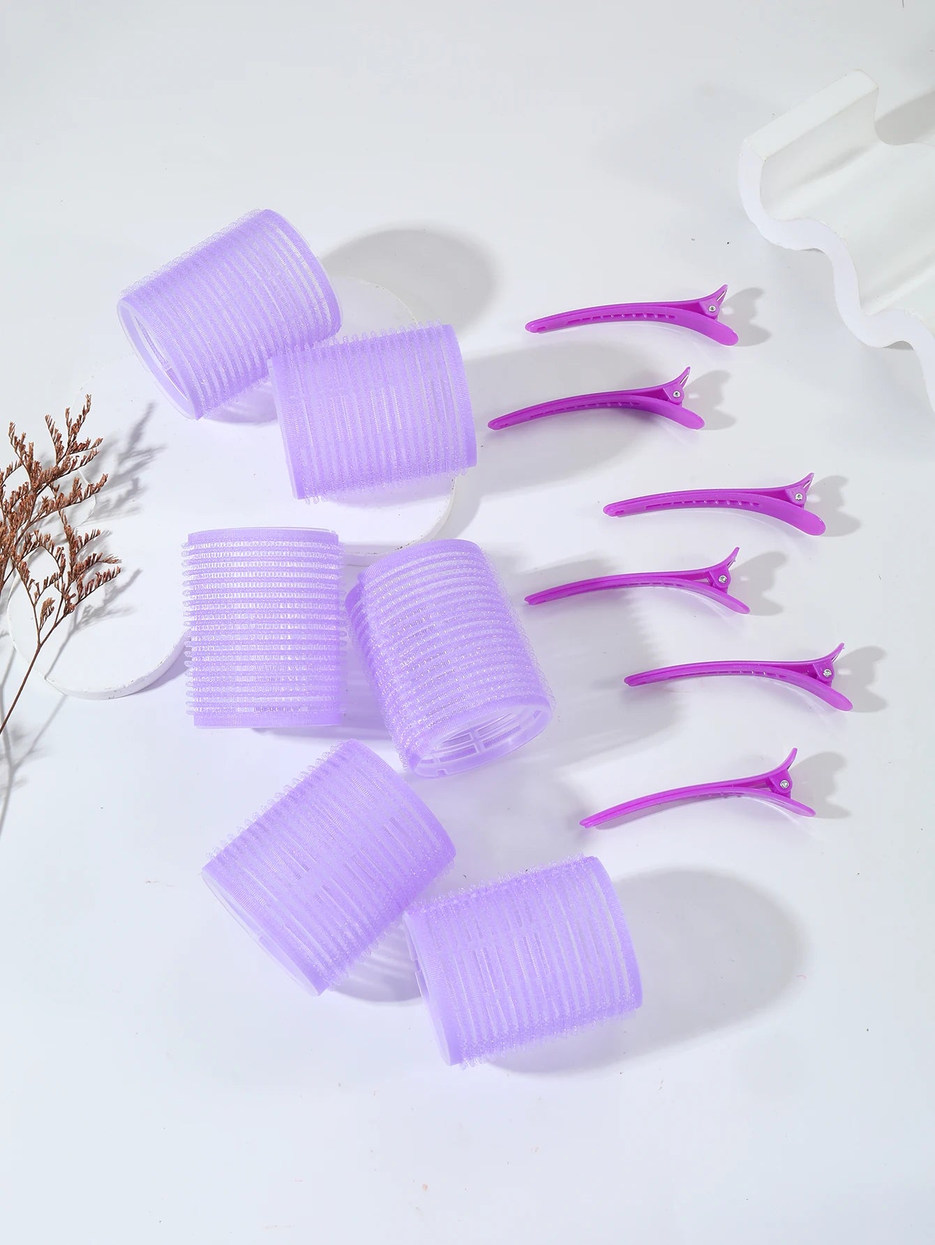 12-Piece Heatless Hair Curler Set – Self-Grip Rollers & Fringe Styling Clips