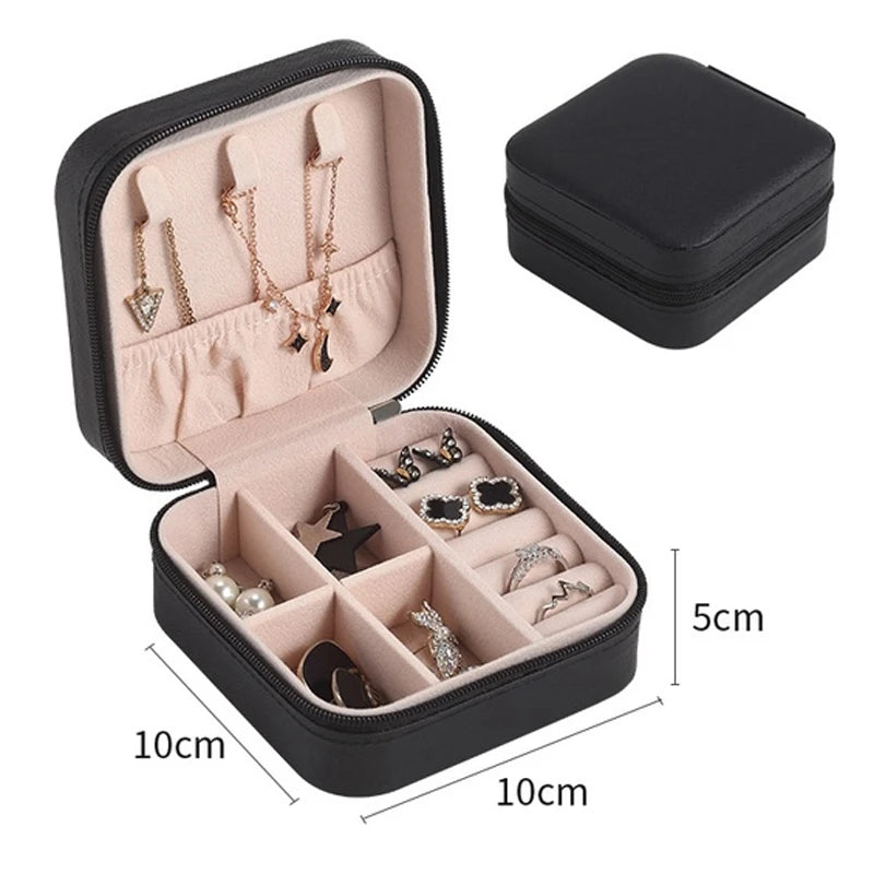 Portable PU Leather Jewellery Box – Mini Travel Jewellery Organiser Case