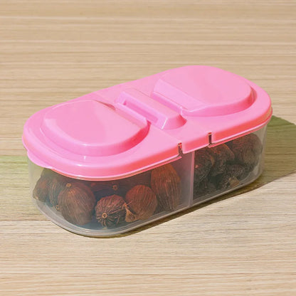 Dual Compartment Food Storage Container – Reusable Sealed Snack, Herb & Spice Box