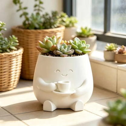 Smiling Mini Plant Pot – Cute Indoor Cactus & Succulent Planter