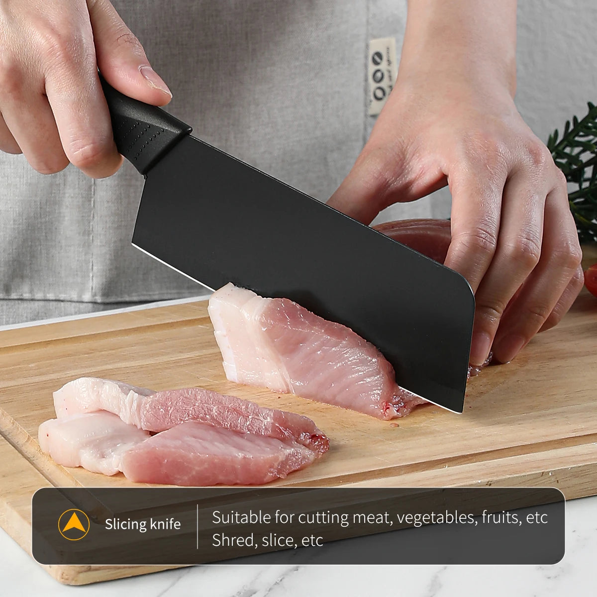 Stainless Steel Kitchen Knife Set (3/5pcs) – Sharp Black Blade Cooking Knives