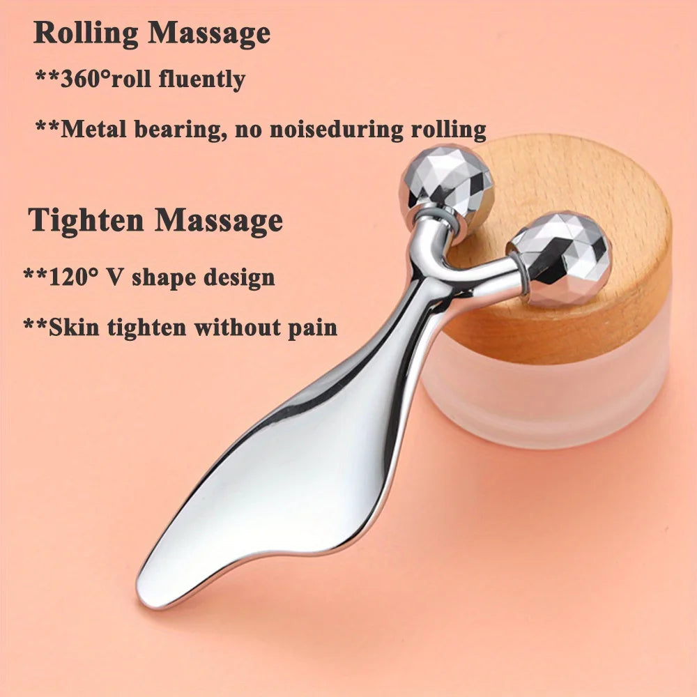 2-in-1 Facial Massager & Gua Sha Tool – Cooling Face Roller for Face, Neck & Body