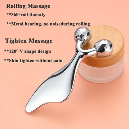 2-in-1 Facial Massager & Gua Sha Tool – Cooling Face Roller for Face, Neck & Body