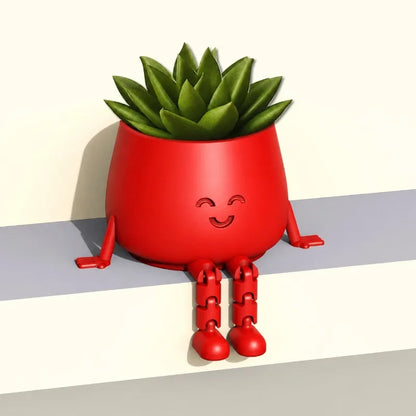 Smiling Face Planter with Flexible Legs – Cute Succulent & Cactus Desk Pot