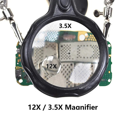 3.5X/12X Welding Magnifier with Auxiliary Clip & Stand