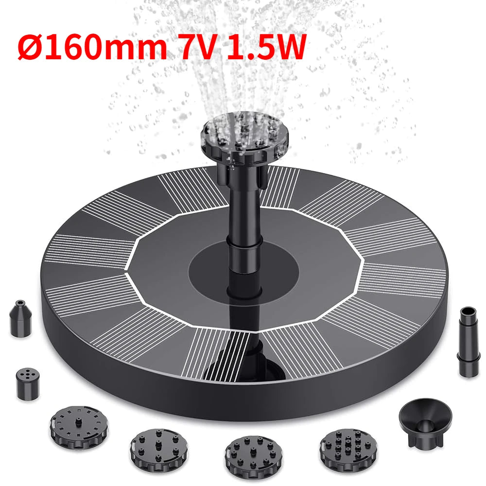 Outdoor Solar Fountain Pump Kit – 6-Nozzle Garden Pond & Bird Bath Fountain