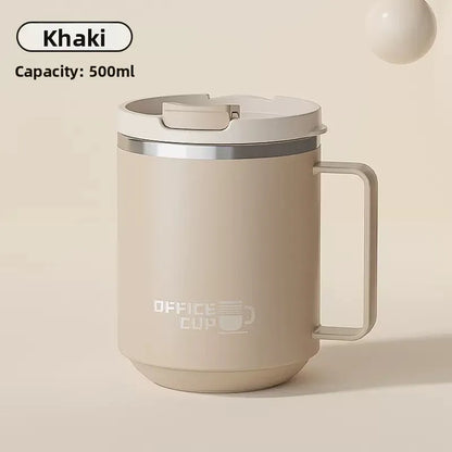 Double Wall Stainless Steel Coffee Mug – Leak-Proof Travel Cup with Handle