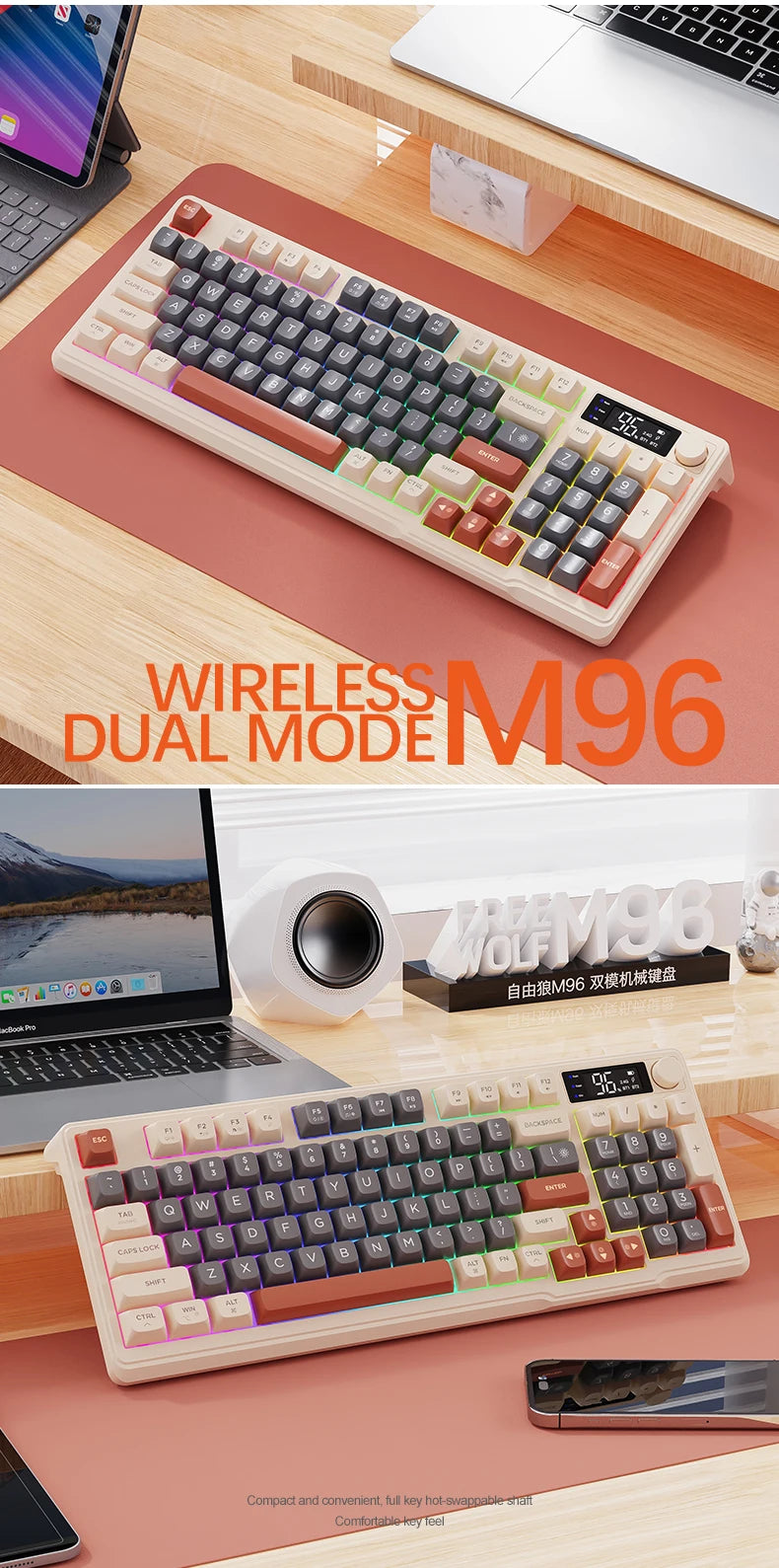 M96 Wireless Gaming Keyboard – Smart Screen Mechanical-Style Keyboard