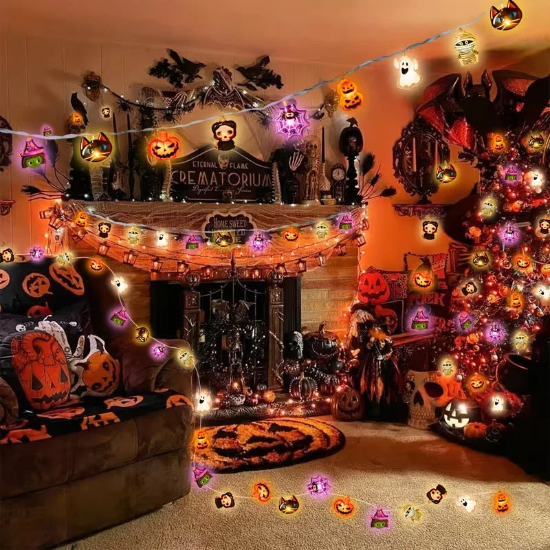 Halloween LED String Lights – Ghost, Pumpkin, Mummy, Skeleton & Spider Fairy Lights