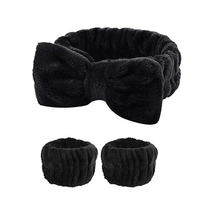 3-Piece Spa Headband & Wristband Set – Soft Absorbent Face Washing & Skincare Accessories