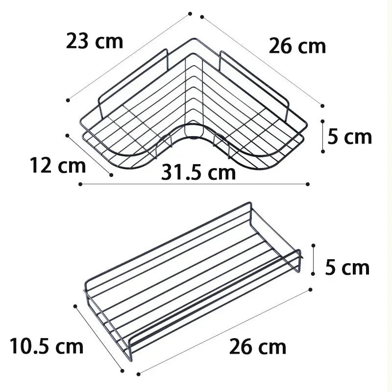 Wall Mounted Bathroom Shelf – Metal Storage Rack with Drain Design